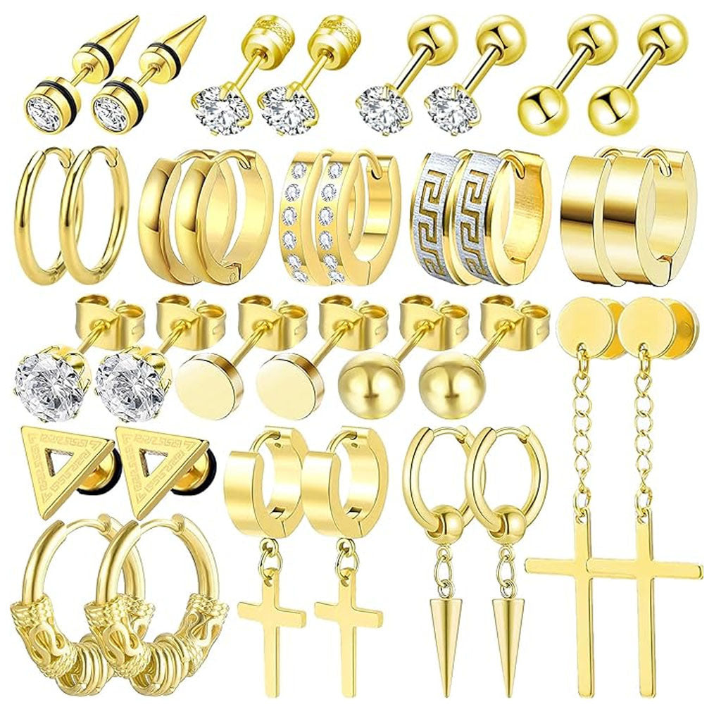 Different designs of black geometric earrings