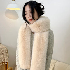 Faux fur long scarf elegantly draped