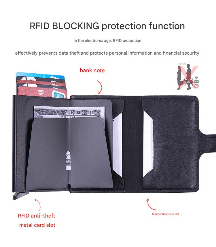 PU card holder opened with cash and cards