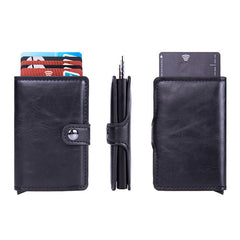 Close-up of PU card holder stitching