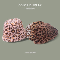 back view of leopard print fisherman hat