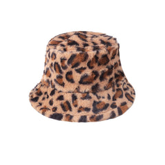 back view of leopard print fisherman hat