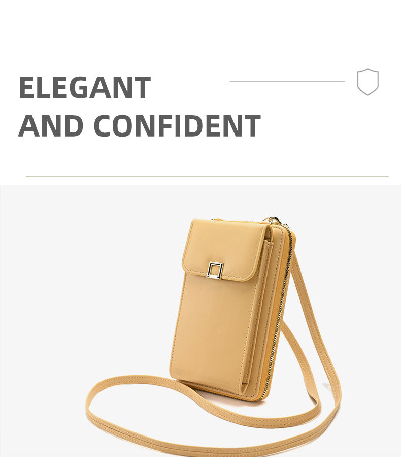 Elegant black leather crossbody bag for women