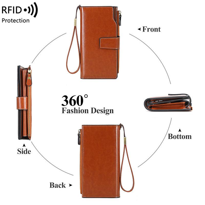 Elegant RFID Blocking Clutch Purse in Peacock Blue