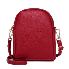 Chic Color-Block Mini Round Bag with dimensions shown