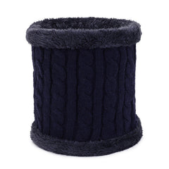 Lifestyle image of knitted neck warmer outdoors