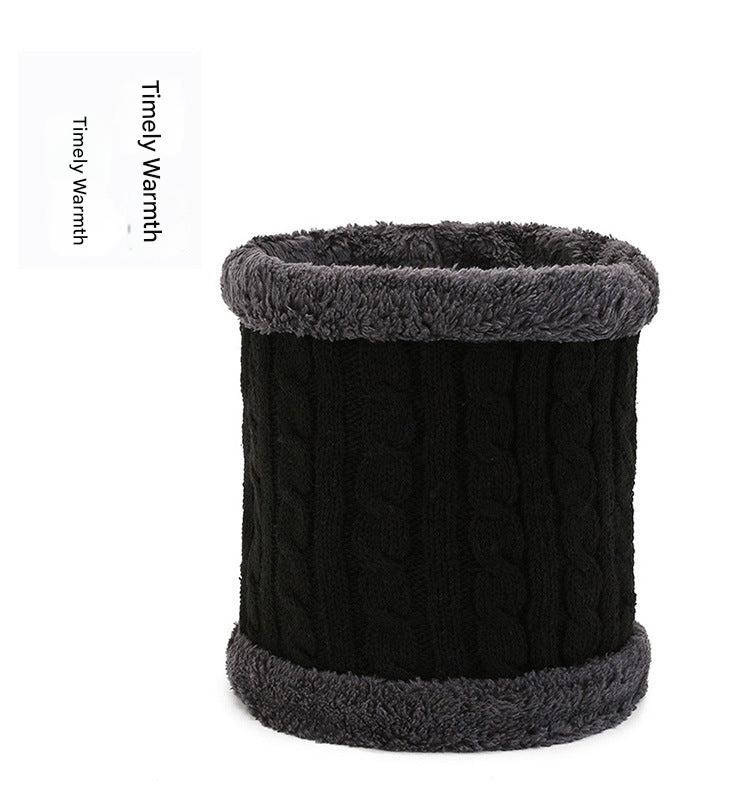 Knitted neck warmer displayed with other winter accessories