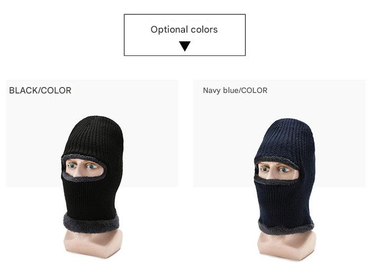 Close-up of unisex knitted winter beanie in black