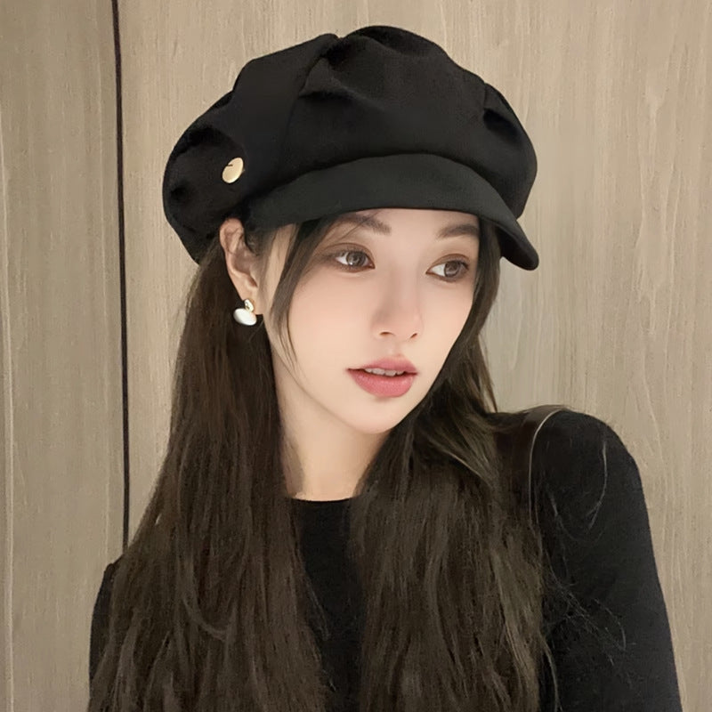Chic beige beret for women