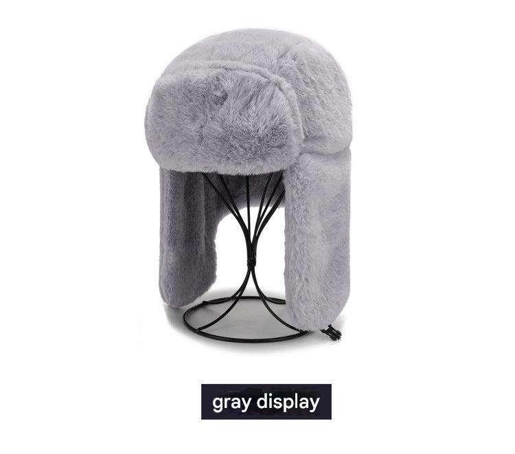 Stylish winter earflap hat in khaki colour
