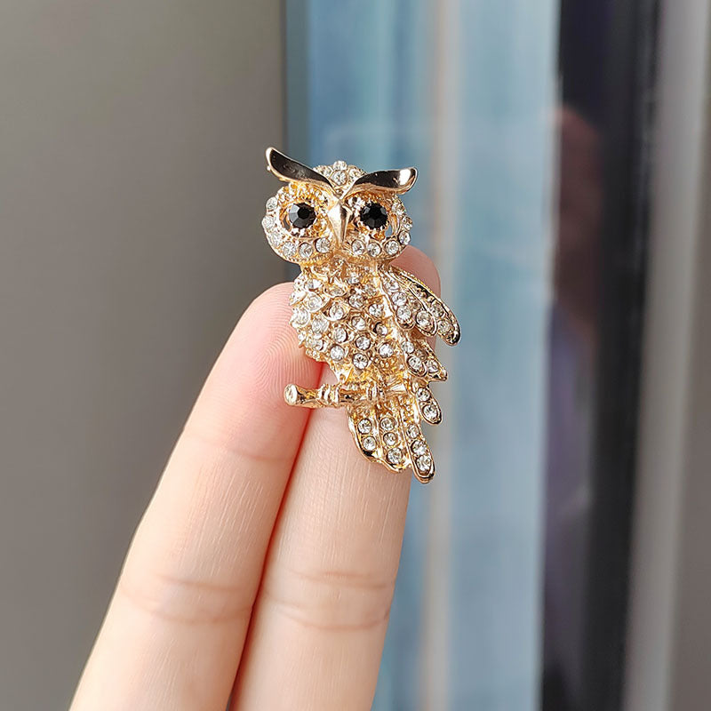 Gold Owl Brooch Displaying Elegance