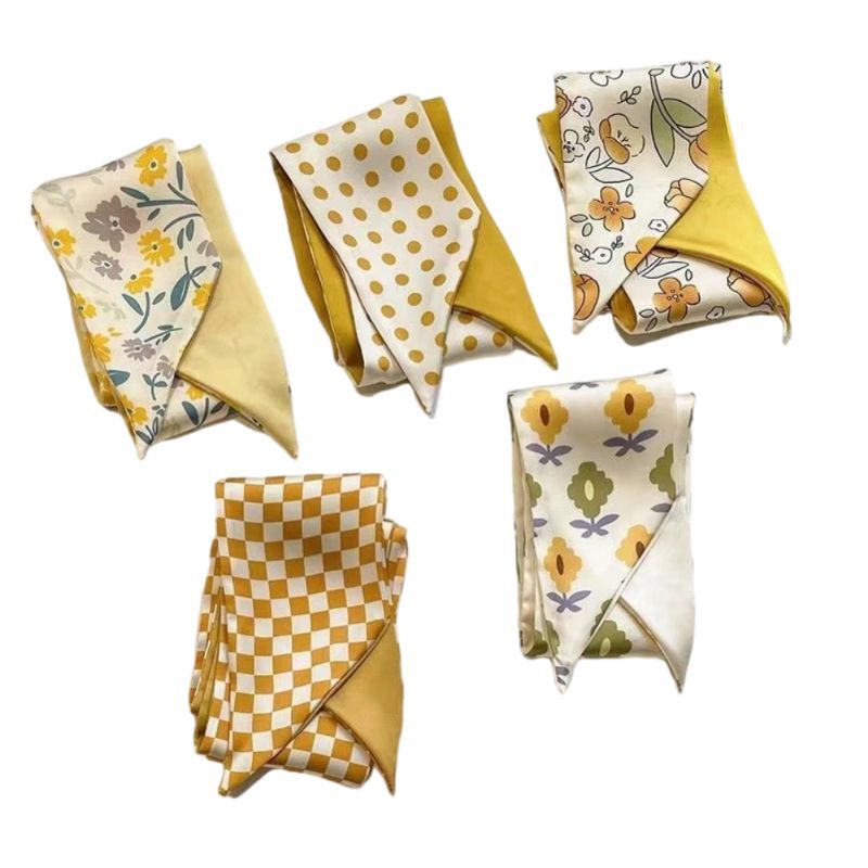 worn yellow hair scarf in summer