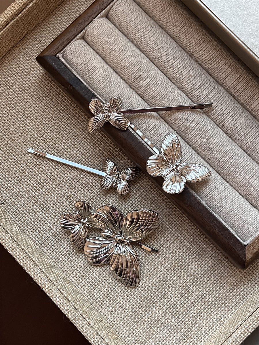 Elegant Metal Butterfly Hair Clip in Silver