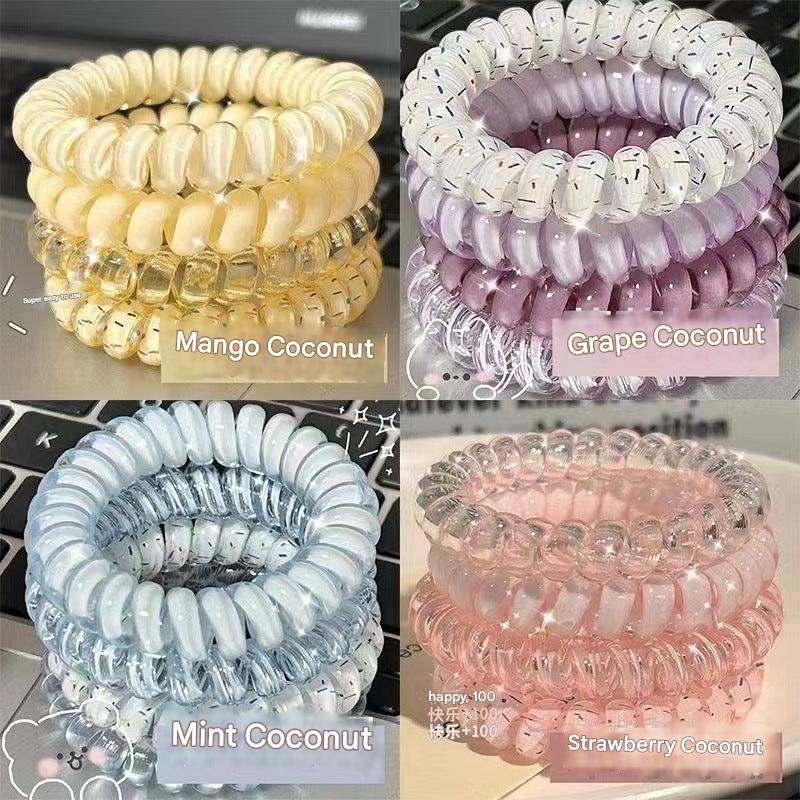 Image of high elastic phone line hair ties in assorted colours