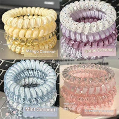 Image of high elastic phone line hair ties in assorted colours