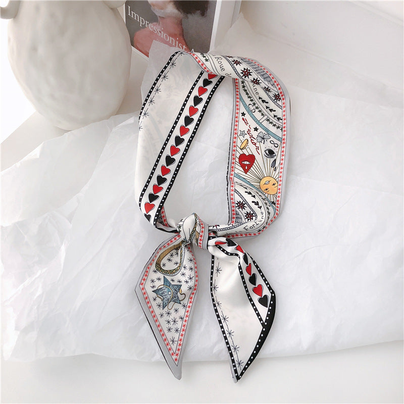in-hand view of silk scarf with tarot prints 9