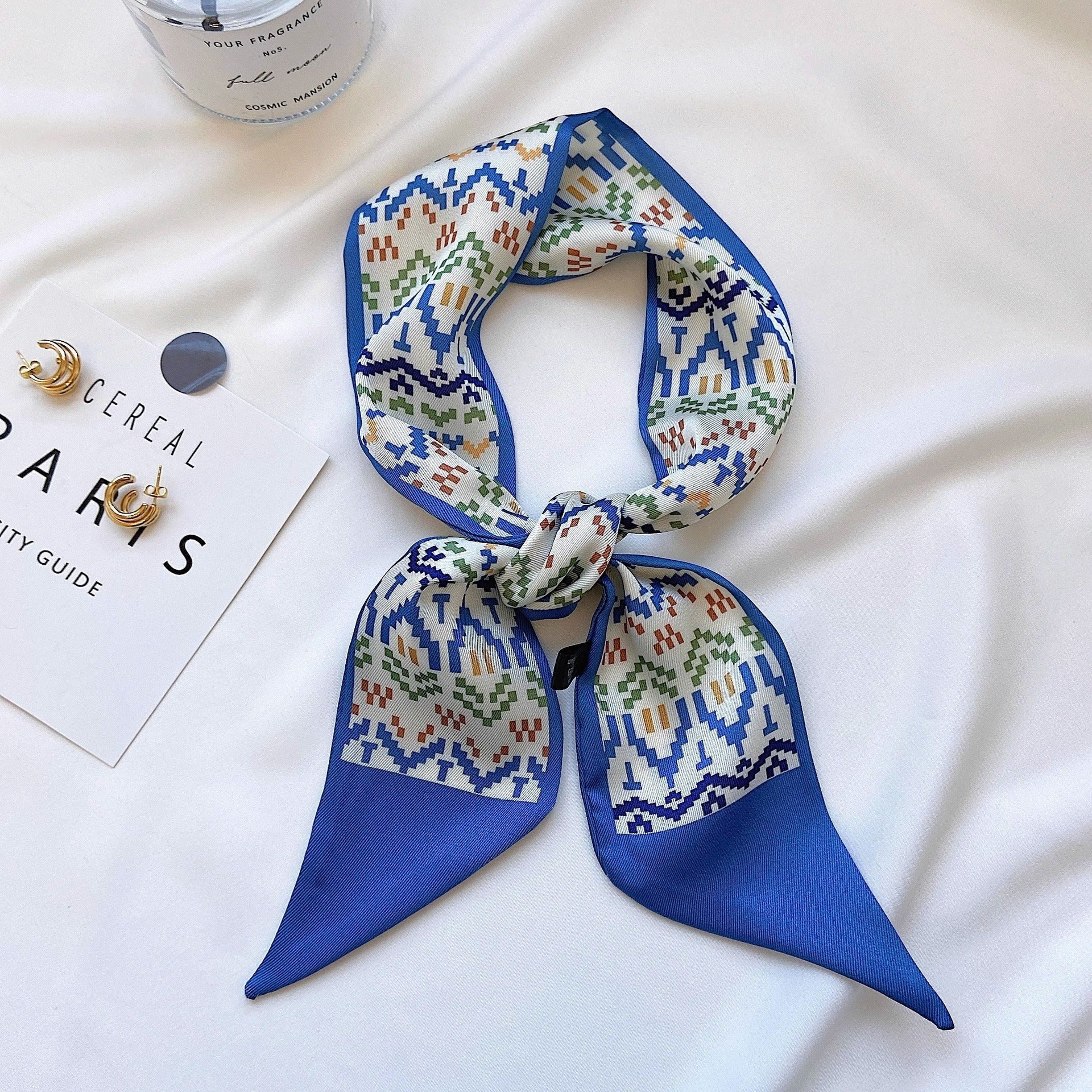 Vintage Hair Scarf in geometric pattern