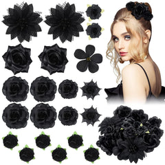 close-up of elegant floral hair clip on model