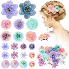 details of synthetic flowers on hair clip