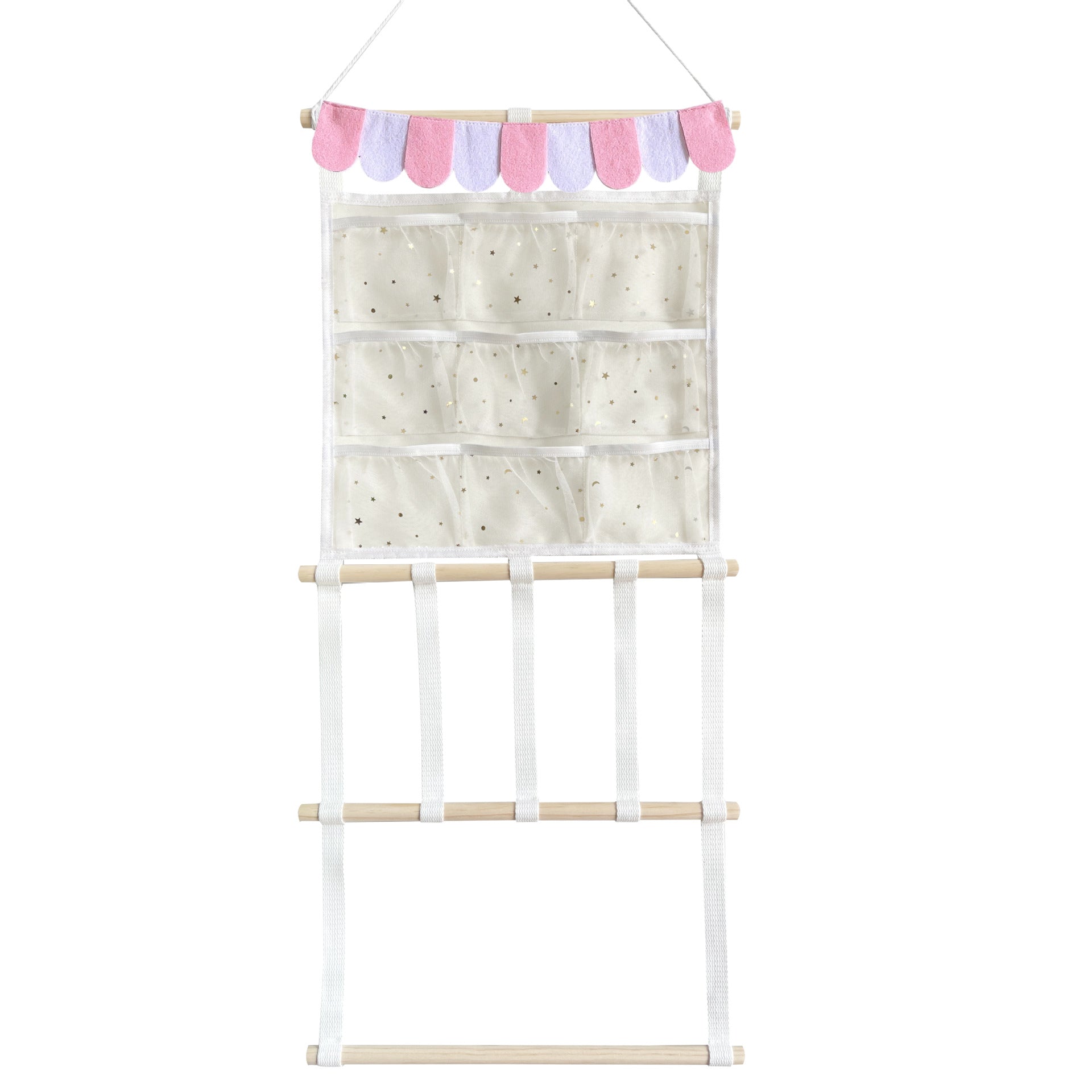 Multicoloured wall-mounted organiser for children's accessories